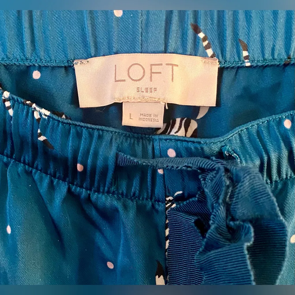 LOFT pajama pants, size L, teal/zebra print 🐝 - Image 3