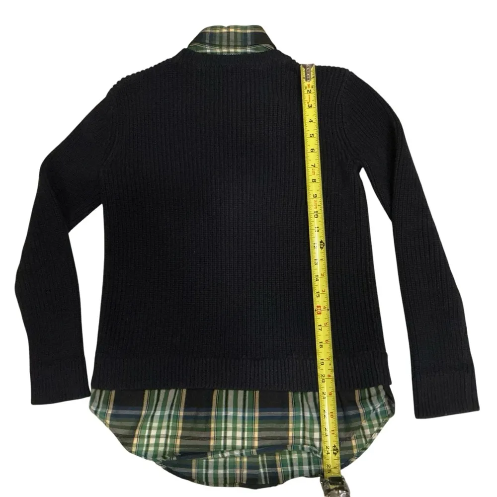 Ralph Lauren cable knit layered sweater size small navy crew neck pullover - Image 4