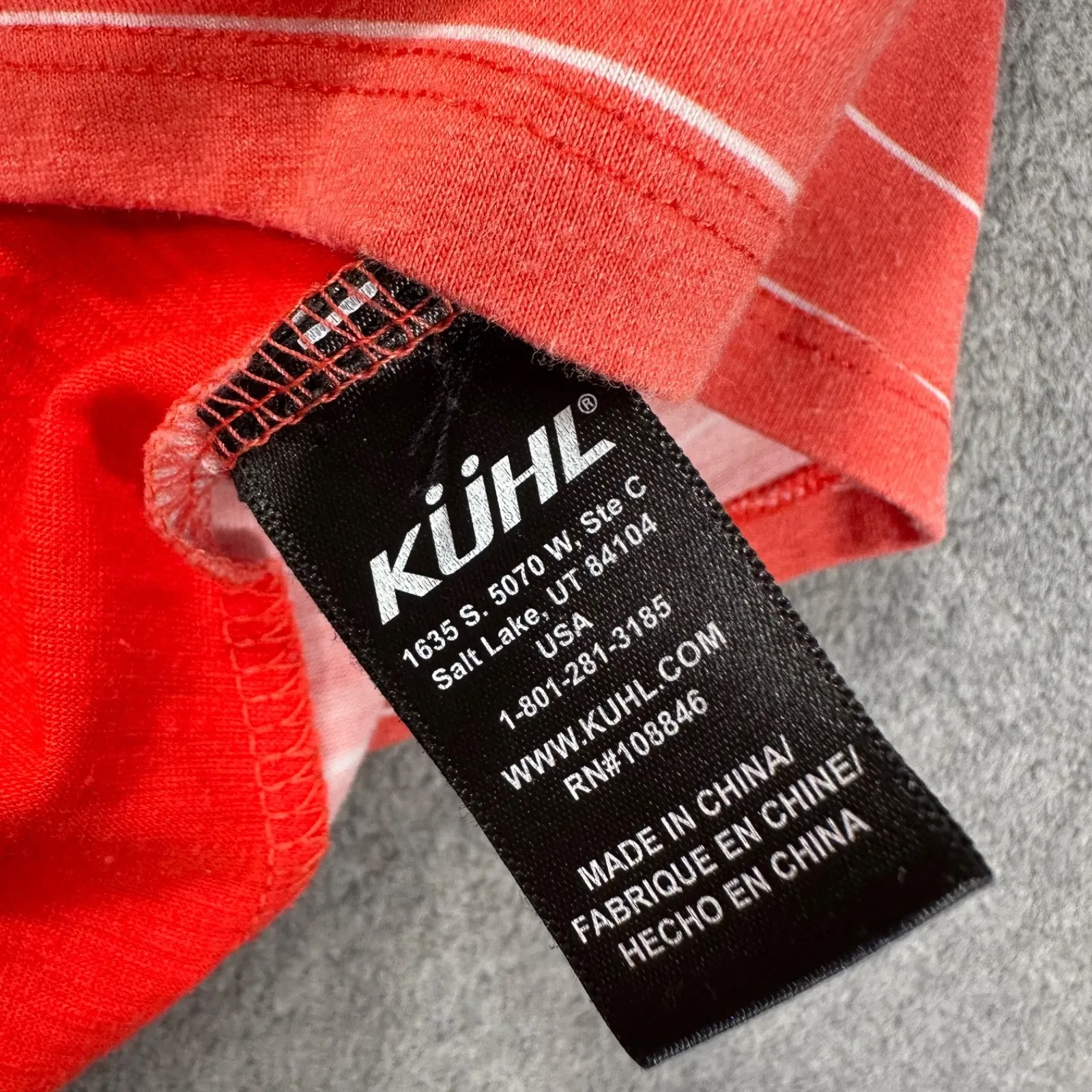 Kuhl Striped Pocket Tee Shirt Women's Large Orange CoolPlus Short Sleeve *Worn - Image 7