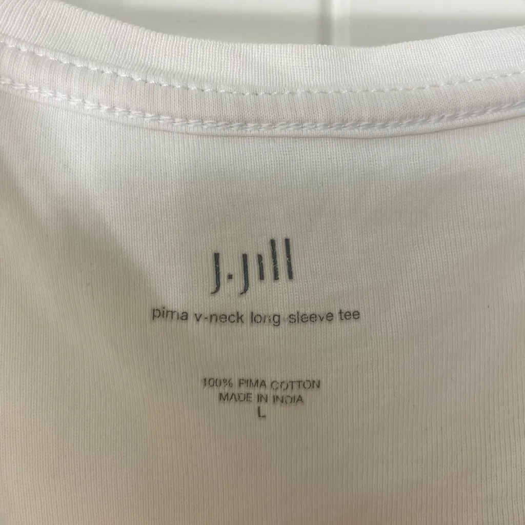 J. Jill women’s white‎ Pima cotton v - Image 3