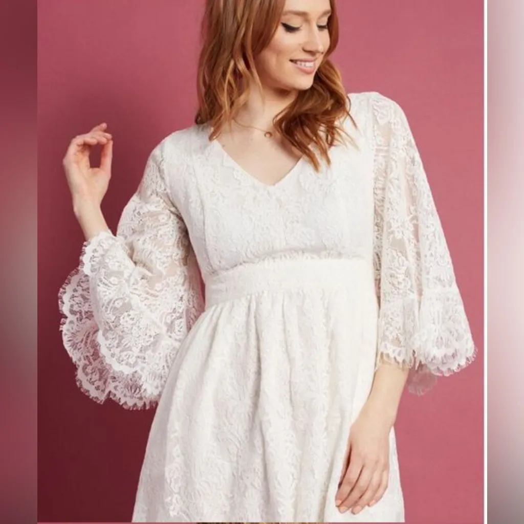 ModCloth Through the Bluebells Ivory Lace Dress Boho Hippie Wedding Size XL - Image 3