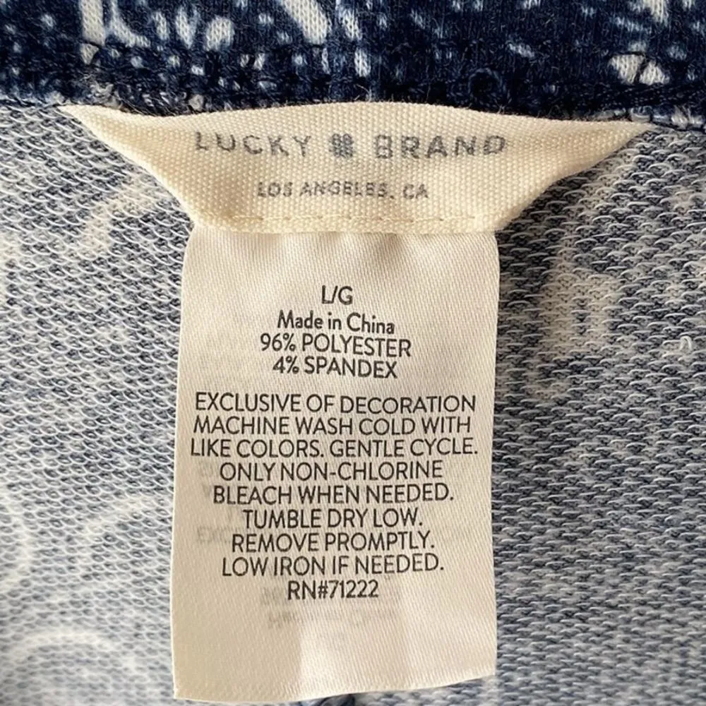 LUCKY BRAND Boho Blue Paisley Bohemian Lounge Pants ~ Women's Size LARGE - Image 3