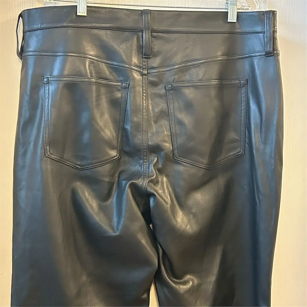 J. Crew Women's Black Faux Leather Dress Pants Size 35 Straight Leg - Image 9
