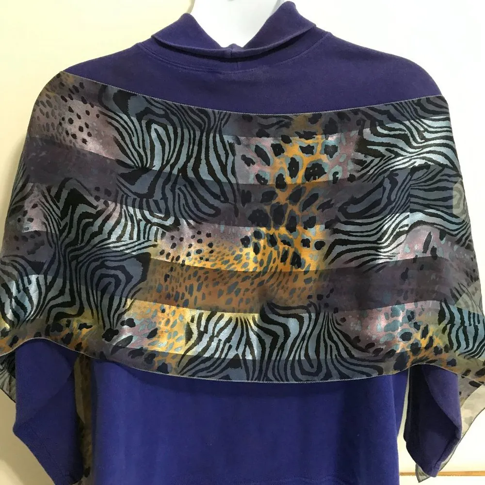 Animal Print Sheer/Solid Shiny Wrap/Shawl Gold - Image 3