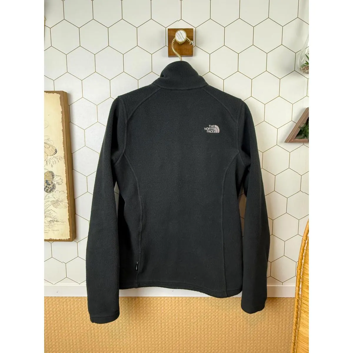 The North Face Black Sweater Fleece Zip Jacket with Lavender Logo - Size - Small - Image 3