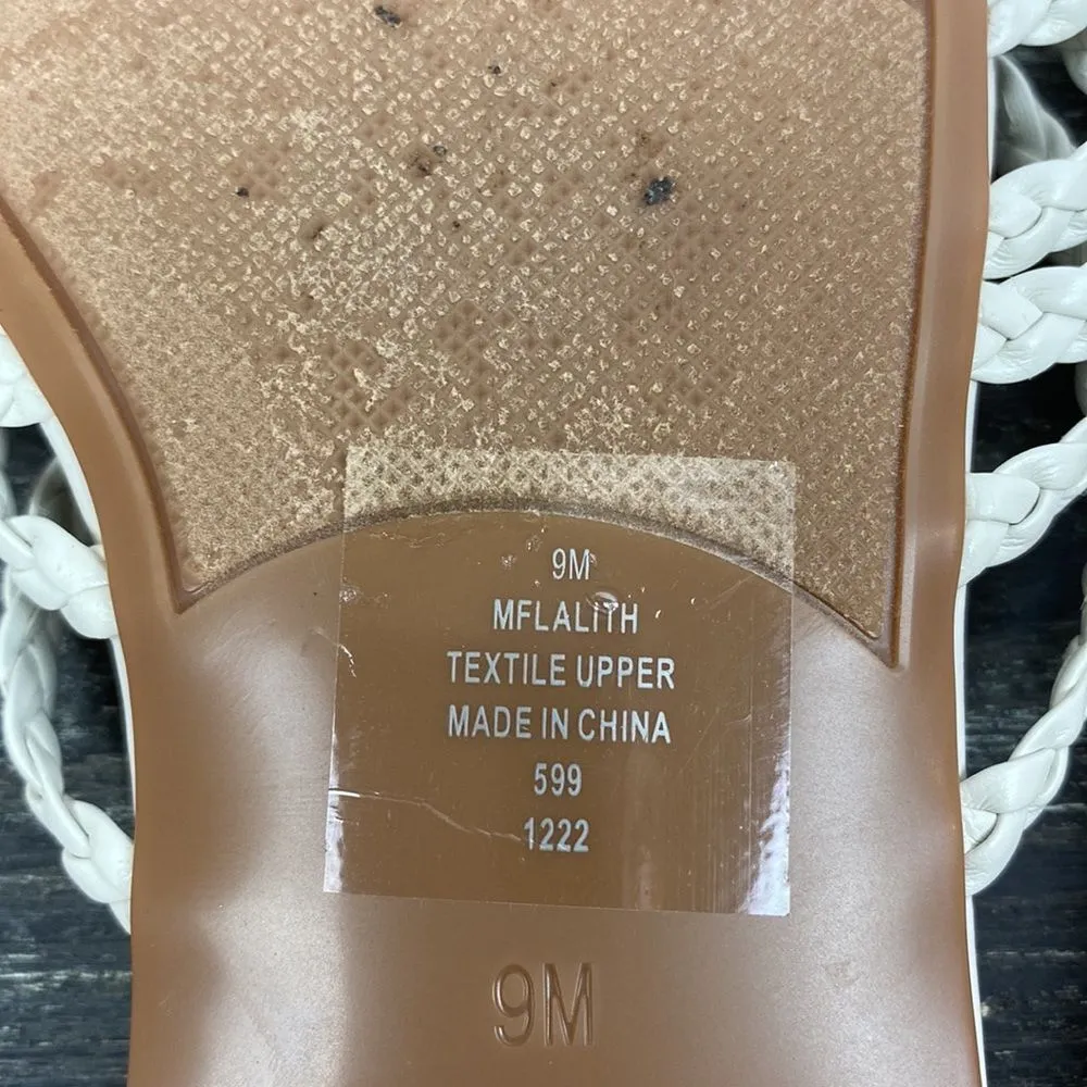 Marc Fisher White Lalith Flat Woven Strap Slip On Sandal Shoes 9 - Image 10