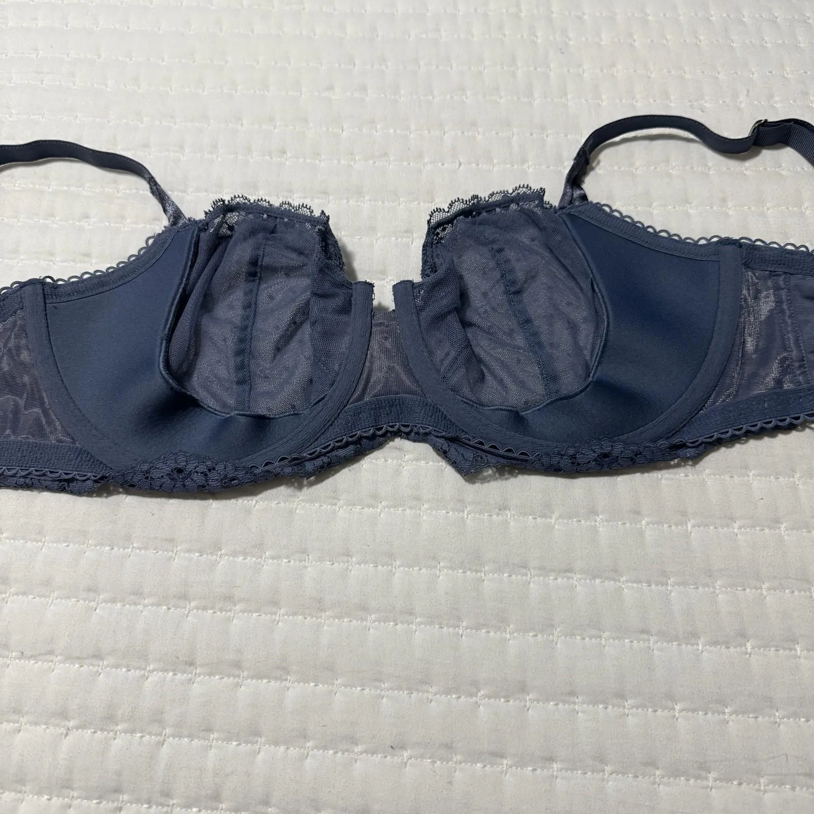 Victoria’s Secret Blue Semi Sheer Dot Bra 36DD Push-up Without Padding - Image 2