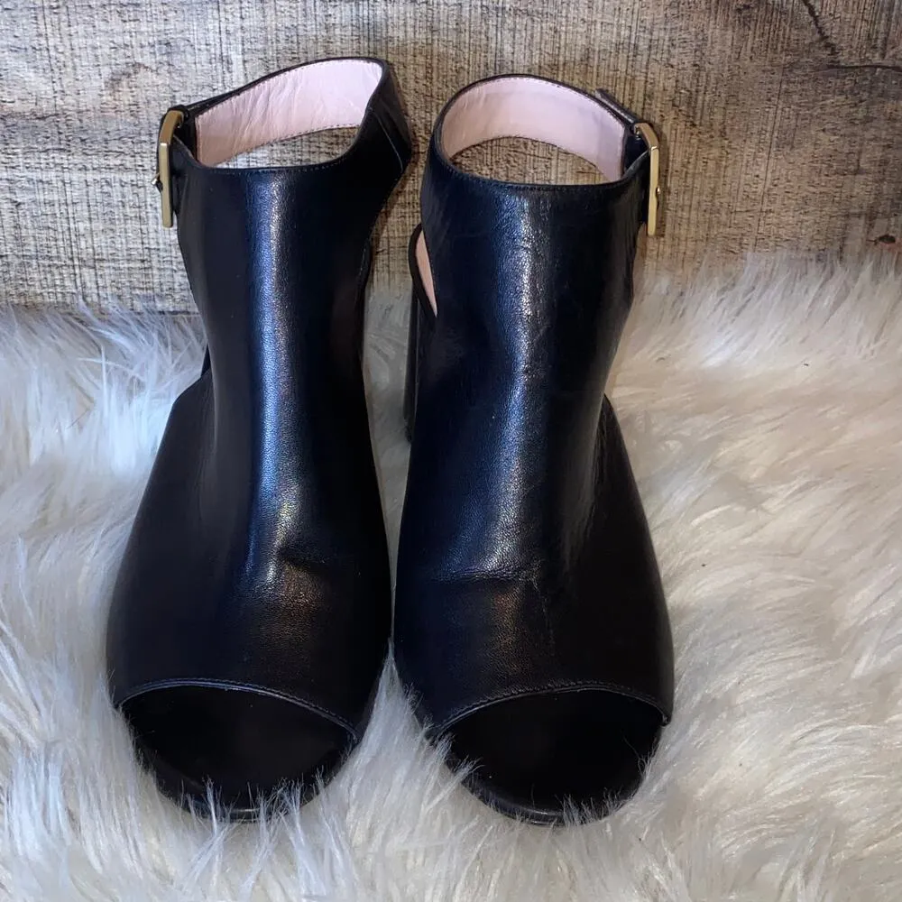 Kate Spade Black Leather Heels Booties Size 8.5 - Image 5