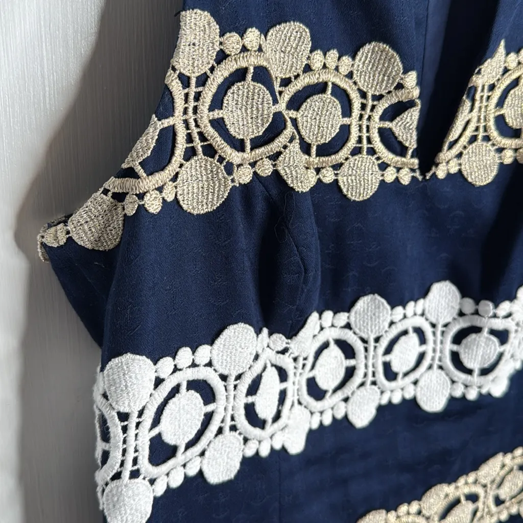 Lilly Pulitzer Augusta Shift Blue with Lace Trim Cocktail Dress W1826 Sz 0 - Image 9