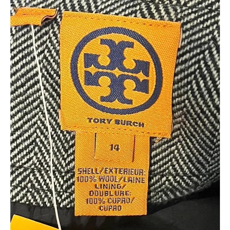 NWT Tory Burch Size 14 Navy & White Tweed Wool Pencil Skirt - Image 3