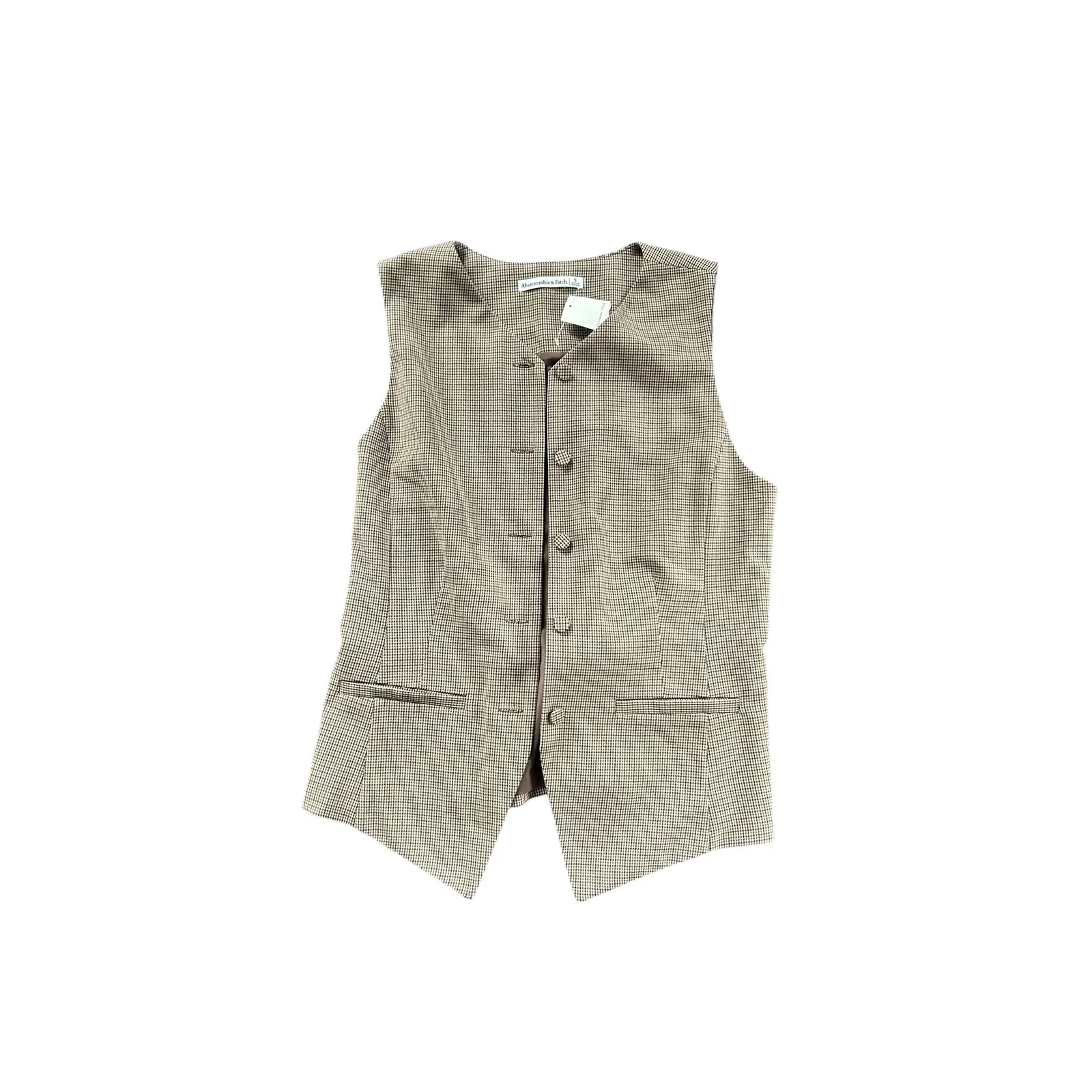 Abercrombie Fitch Houndstooth Vest Waistcoat Button Front Layering NWT - Image 2