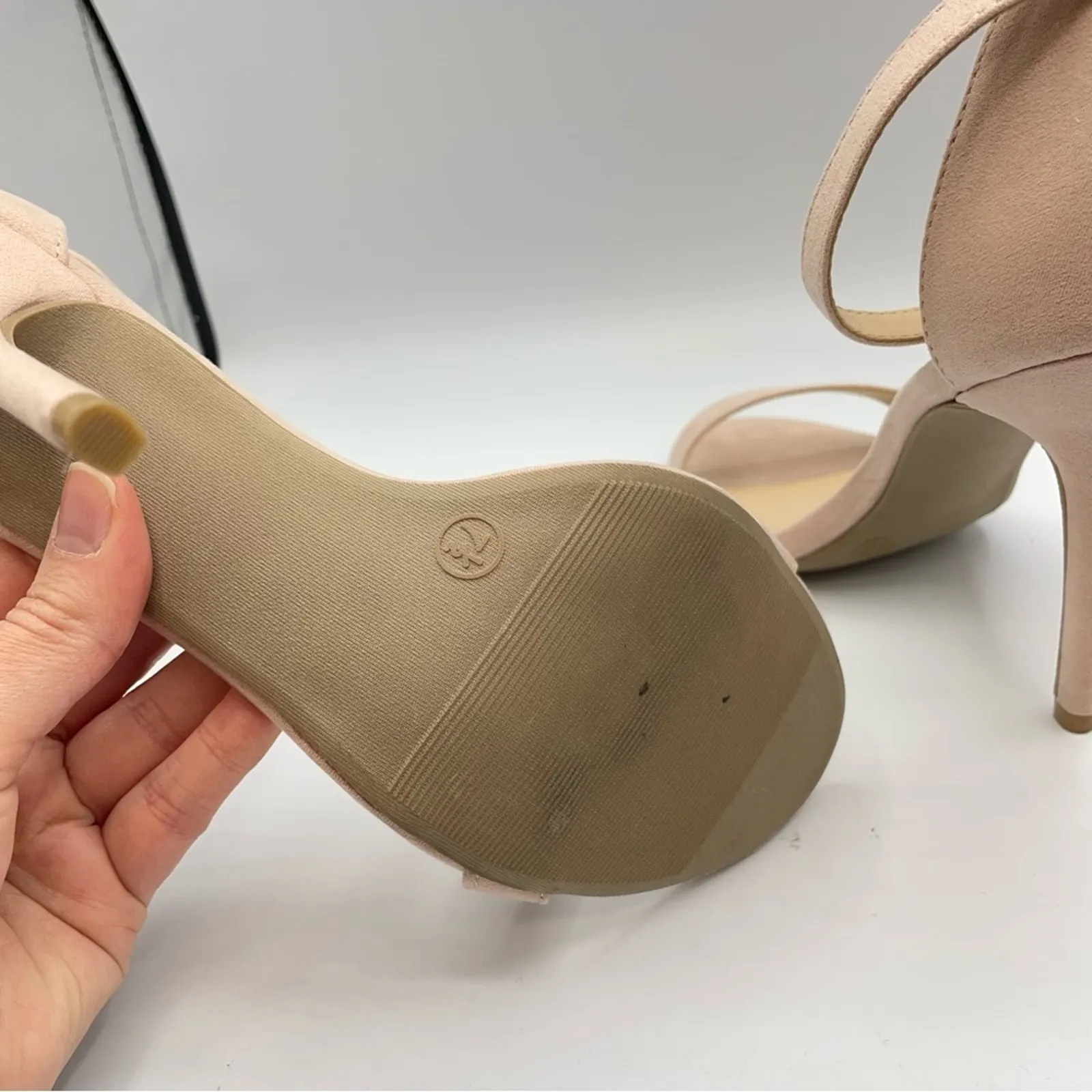 Lulus Pink Faux Suede Minimalist Heels Sandals Womens 7.5 - Image 9