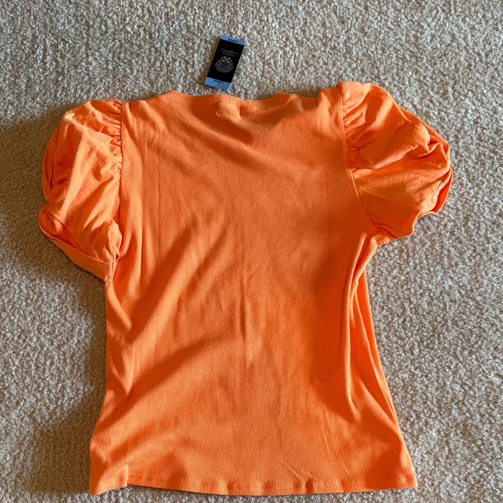 Vince Orange Puff Sleeve Top - Image 4