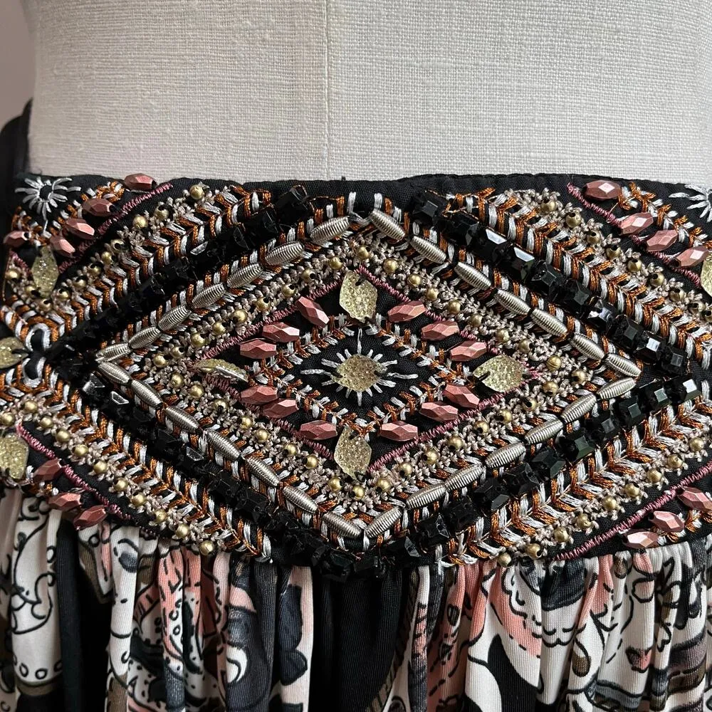 Venus Paisley Low Rise Gypsy Boho Festival Maxi Skirt Size M - Image 6