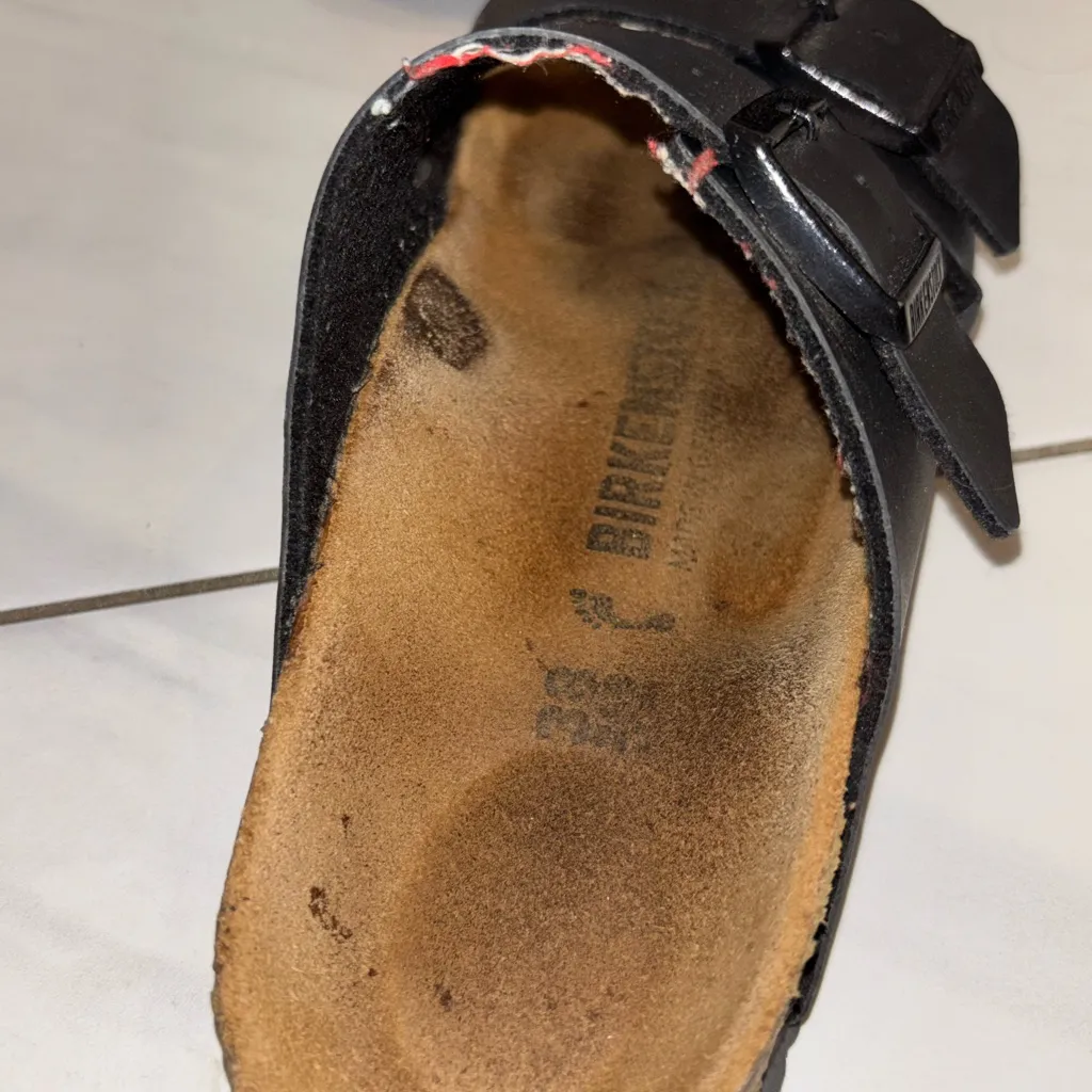 Birkenstock Black Leather Double Strap Sandals - Image 7