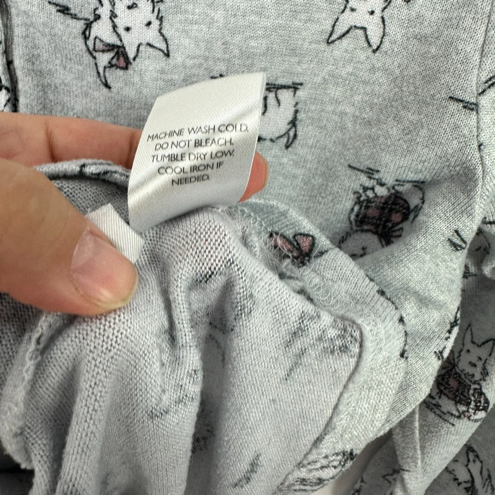 Laura Ashley Pajama Top L Gray‎ Long Sleeve Henley Dog Print Cottagecore Lounge - Image 5