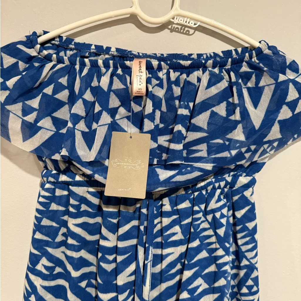 Anthropologie Blue and White Abstract Dress - Image 5