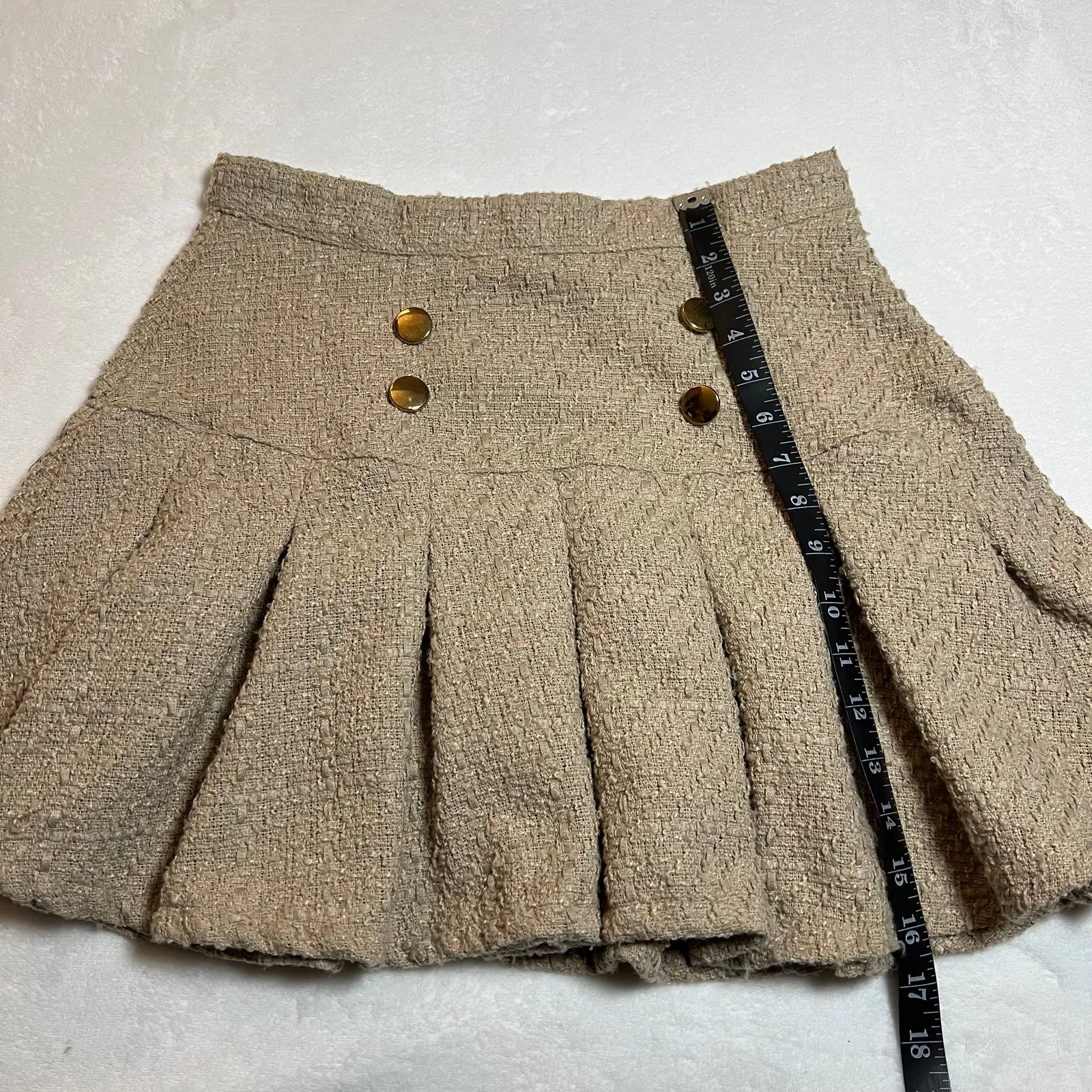 Kendall + Kylie Pleated Tweed Mini Skirt Size L Preppy Clueless Y2K Tweecore - Image 7