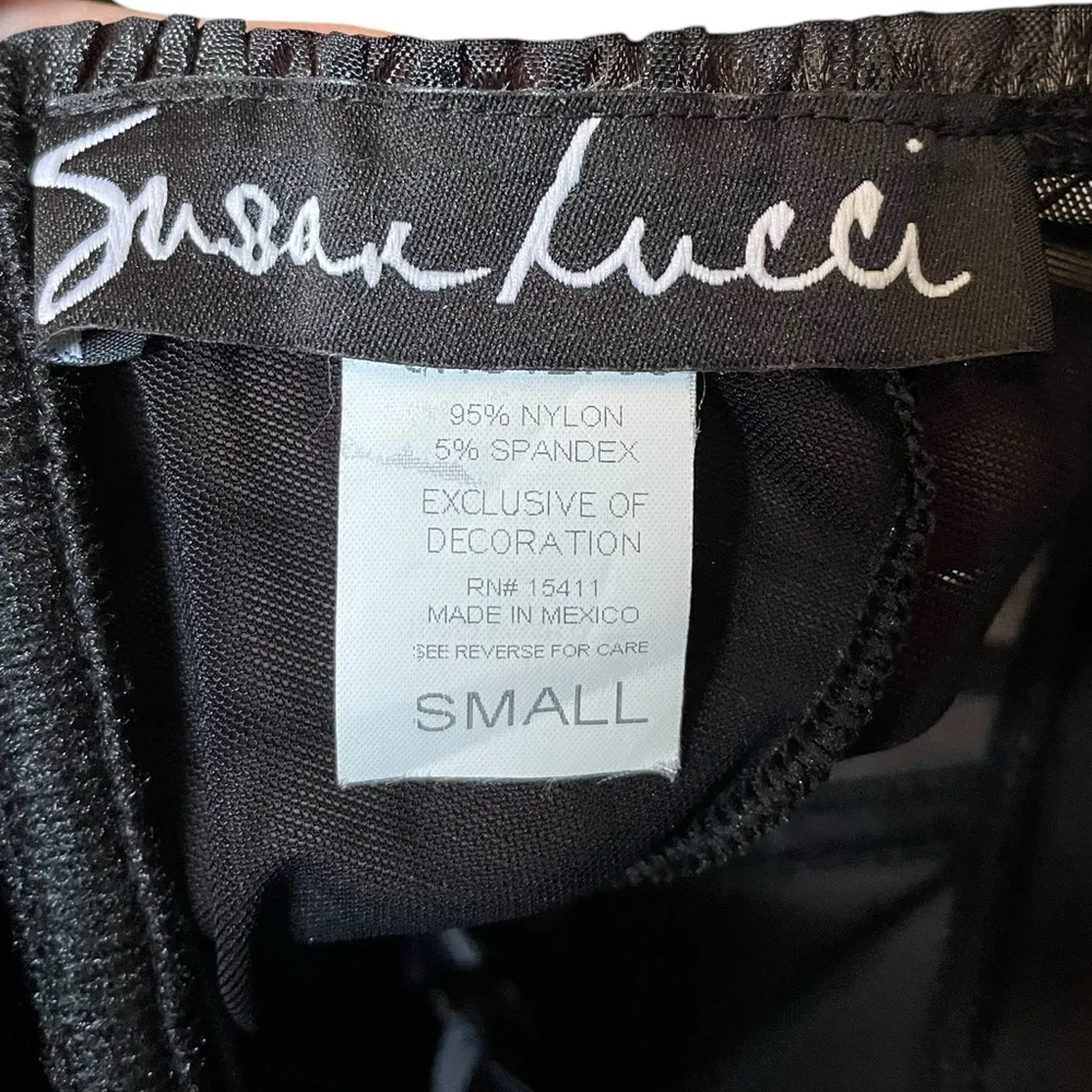 Susan Lucci Y2K Black Blue Whimsygoth Witchy Lace Sheer Lingerie Corset Bustier - Image 7