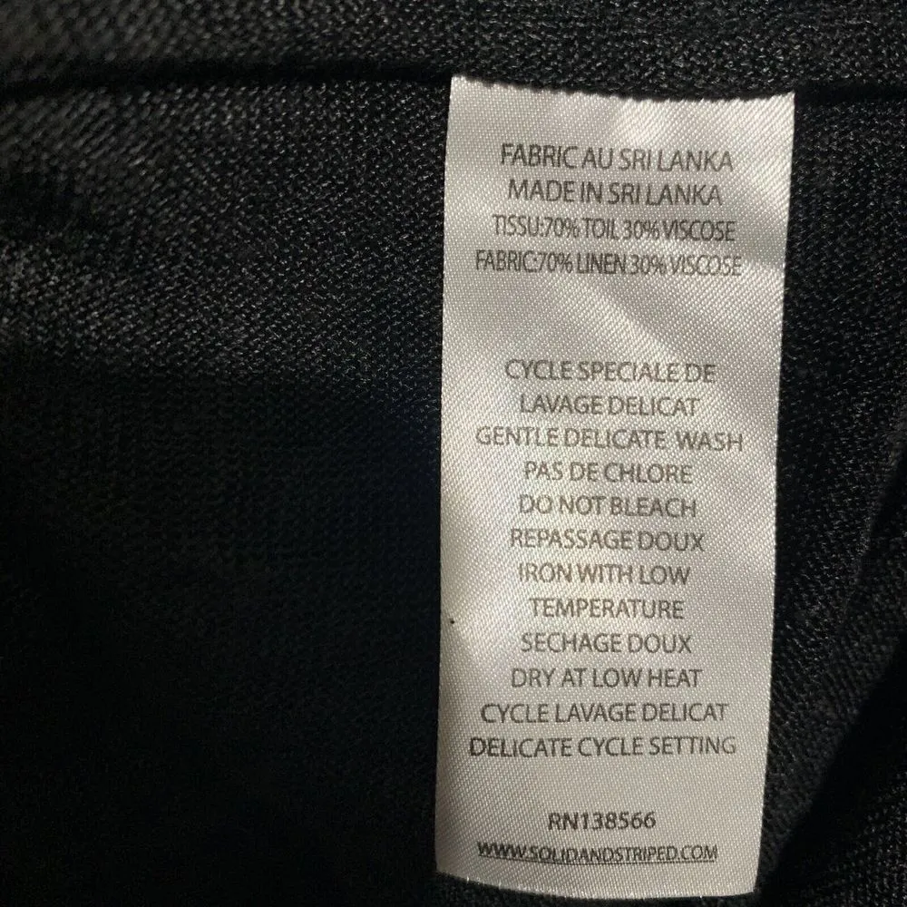 Solid & Striped  Size Medium Black Linen Blend Button Up Ruched Collared Tunic - Image 7