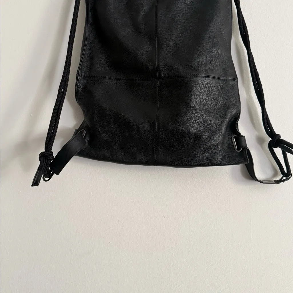 NWOT Diesel Black Leather Perforated Drawstring Backpack - Image 5