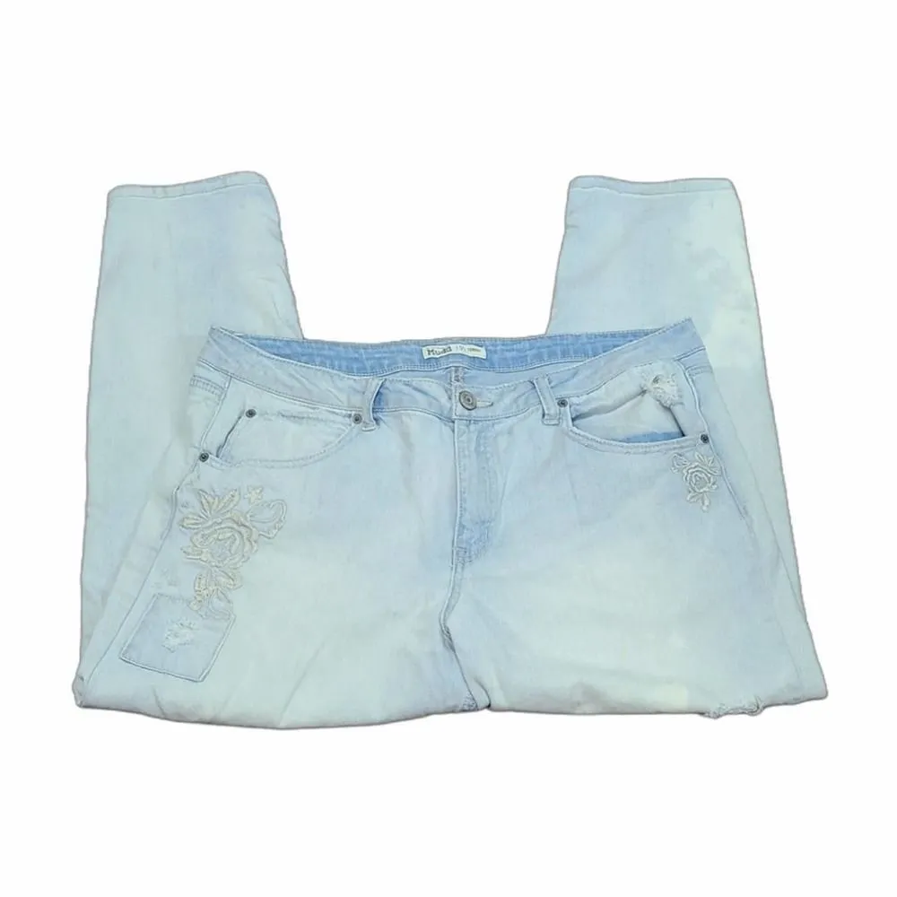 Mudd Tomboy Cropped Floral Distressed Jeans Size 15 - Image 2