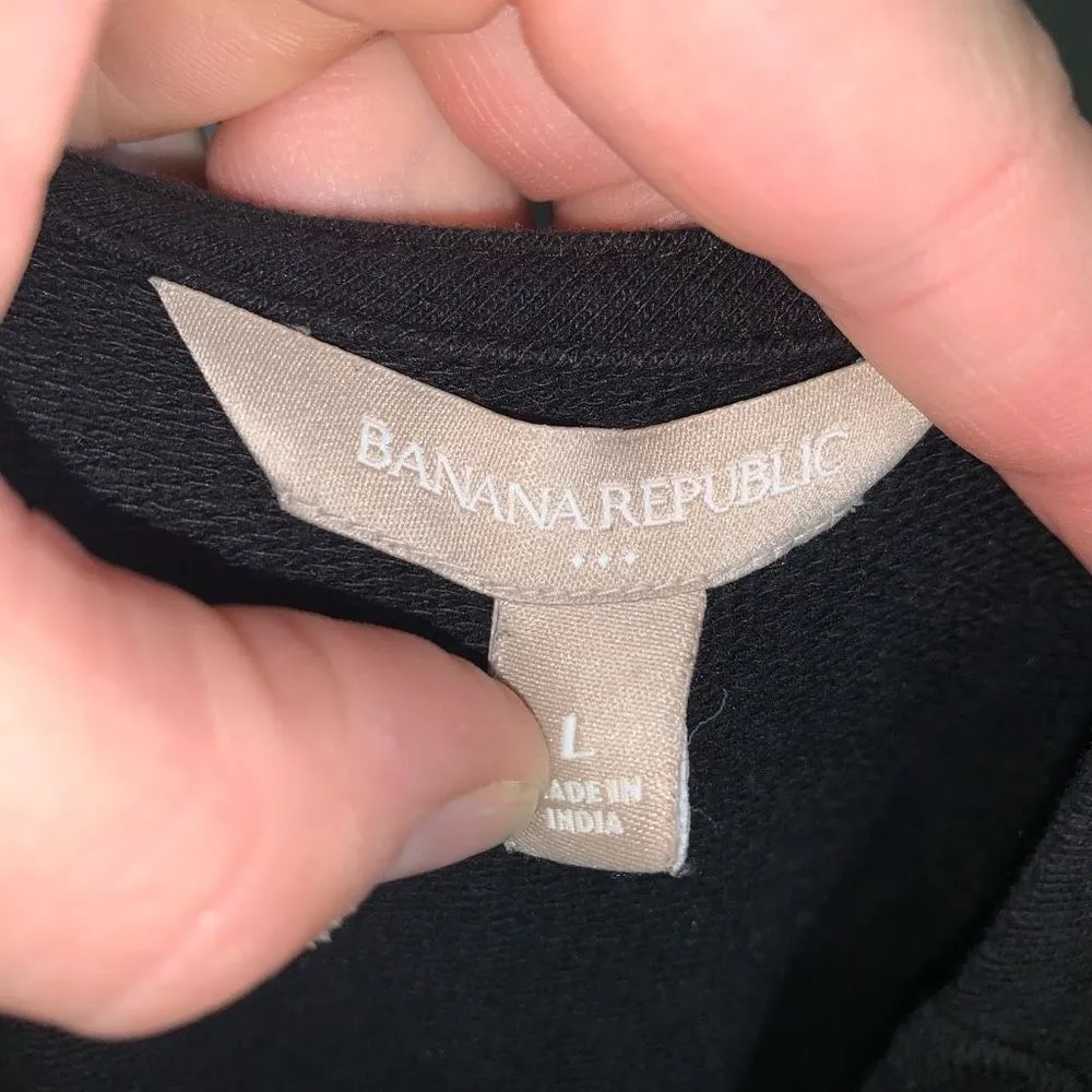 Banana Republic black knit normcore L moto jacket - Image 3