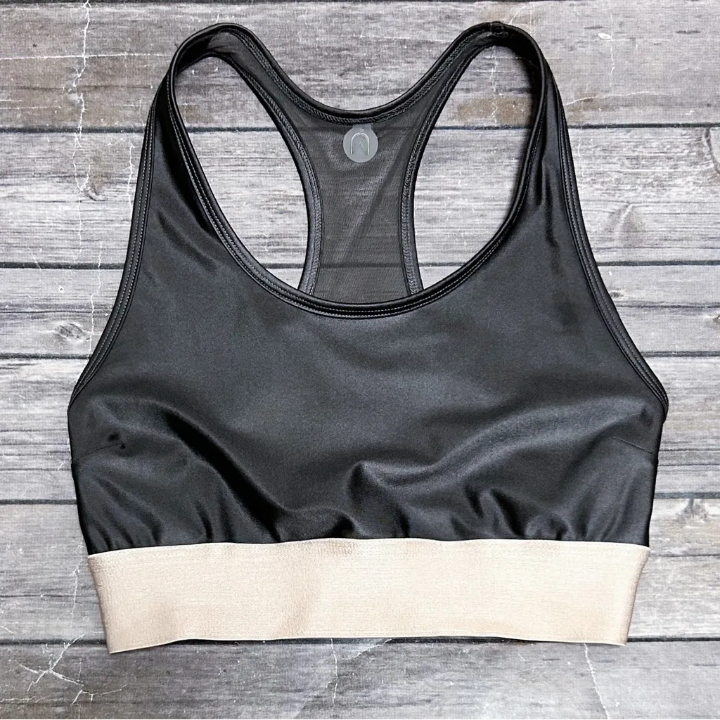 Sunwren Sport Gunmetal Pale Pink Mesh Racerback Cropped Tank Sports Bra Small Gray - Image 6