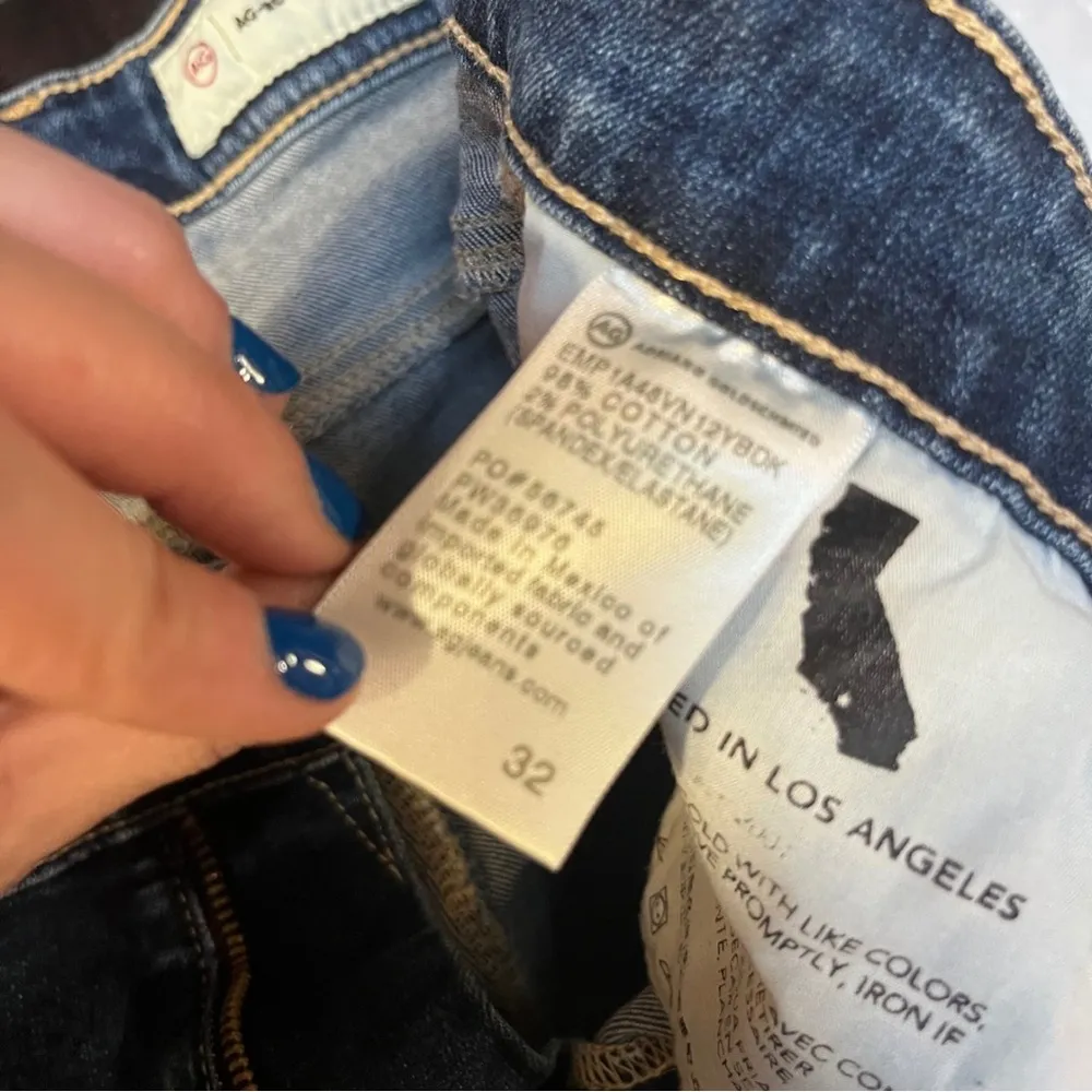 AG Adriano Goldschmied Blue Mari Crop High Rise Slim Straight Jeans sz 32 - Image 6