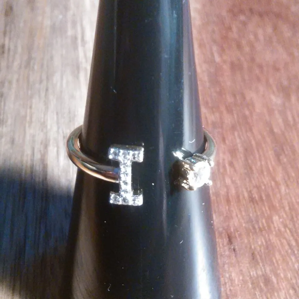 White Zircon Vermeil Yellow Gold over Sterling Silver Initial "I" Ring (Size 6) - Image 5