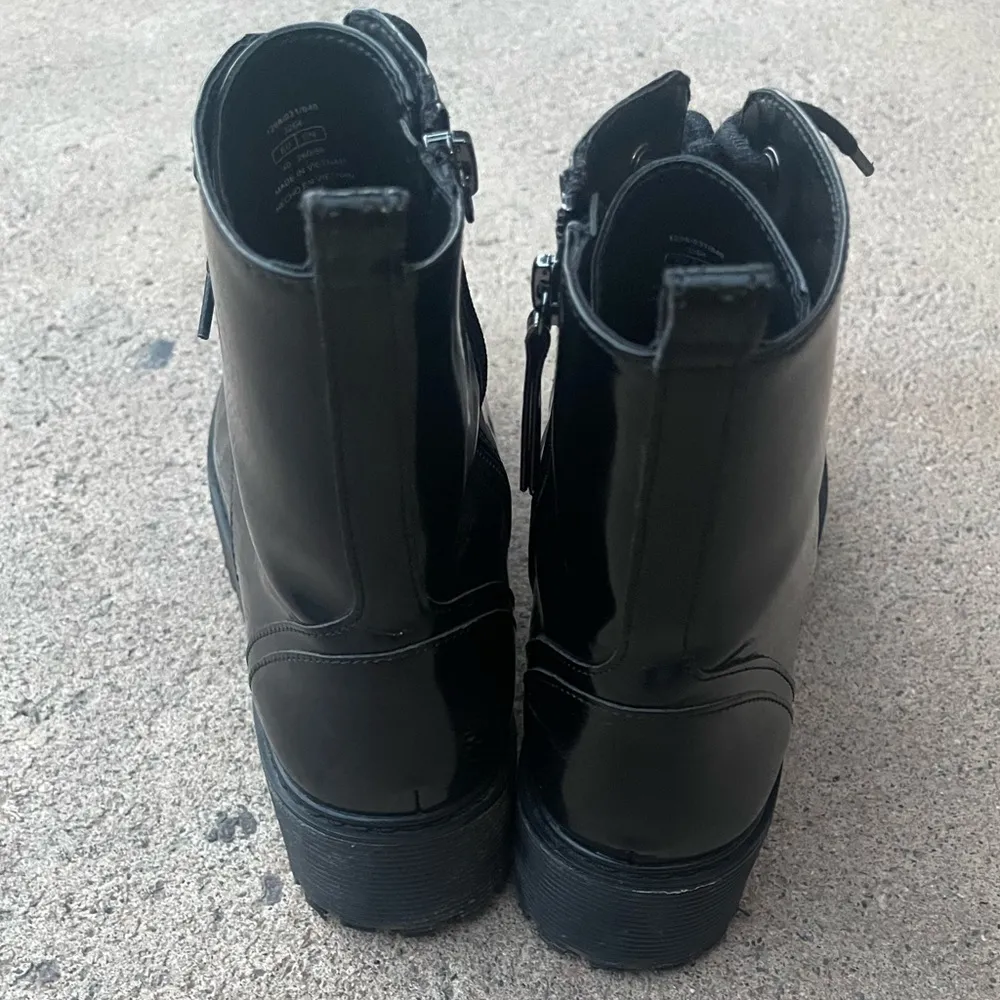 Platform Lace-up Casual Style Faux leather Lace-up Boots black size 40 - Image 6