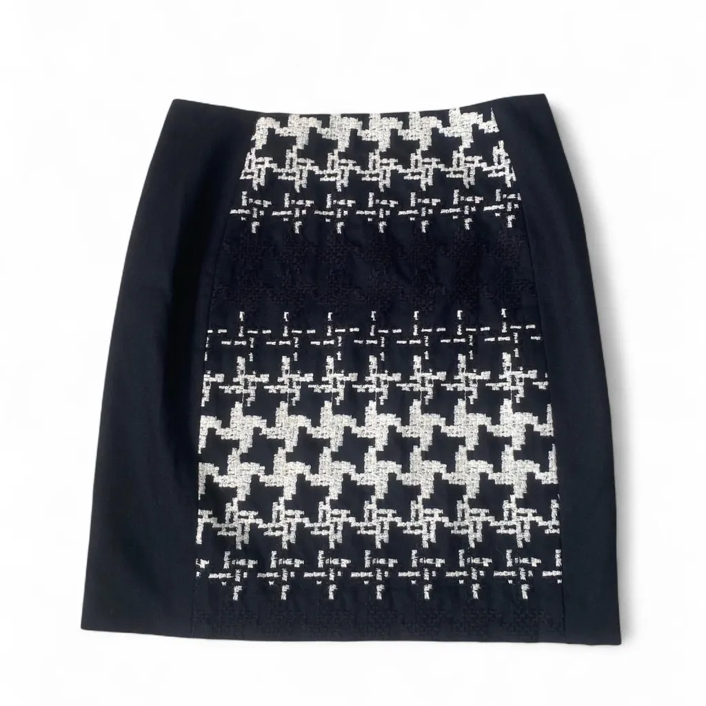 Carlisle Houndstooth Wool Blend Pencil Skirt Black White Size 14, Dark Academia - Image 3