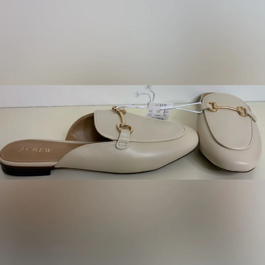 NWT J. Crew Women's Cream Mules with Gold Accent sz 9 - Image 2