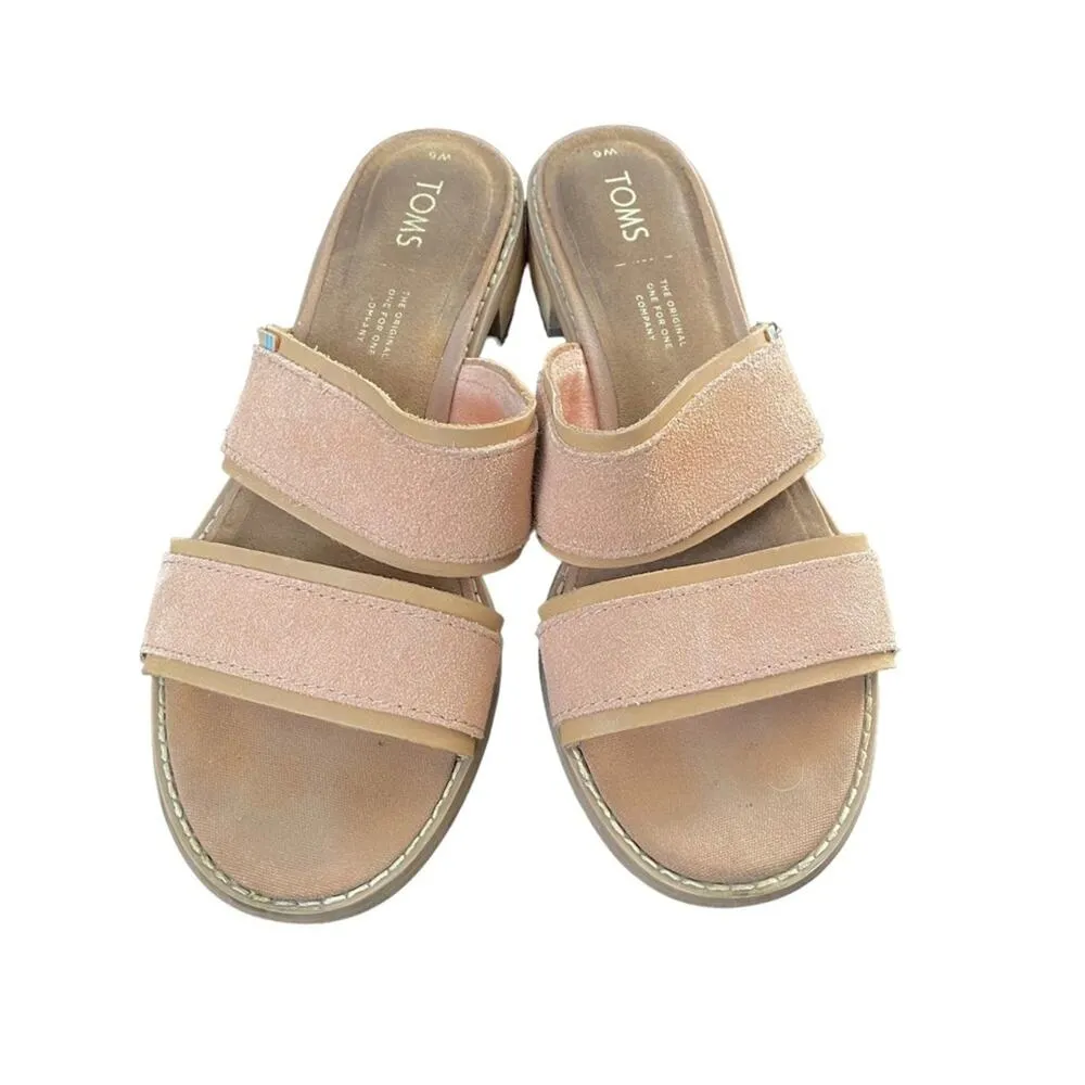 Toms Mariposa Suede Peach Nude Strap Sandals size 6 - Image 2