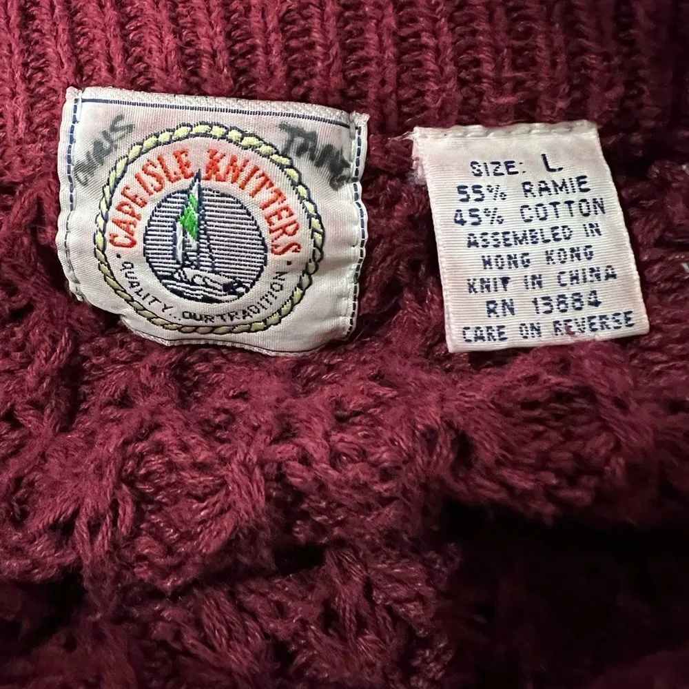 Vintage cape, Isle knitters knitted red sweater Size L - Image 4