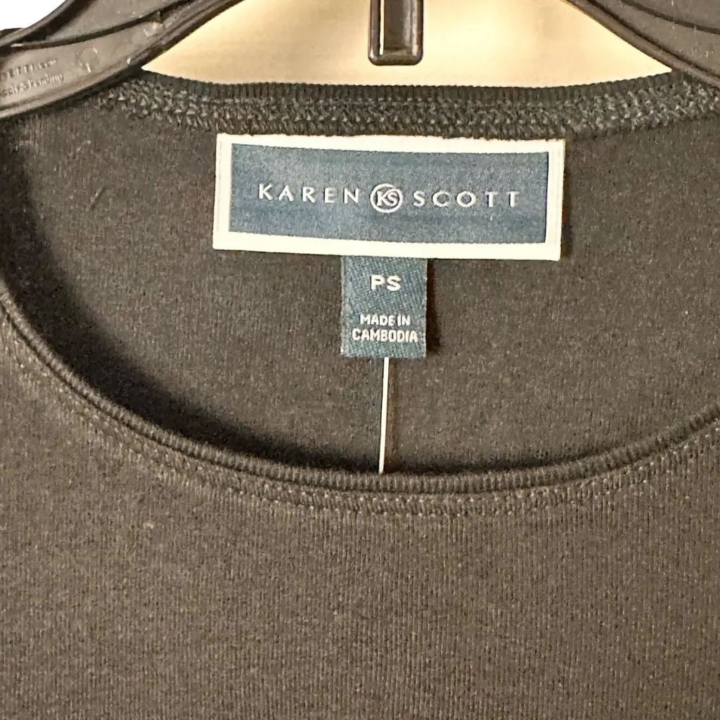 Karen Scott PS Black Holiday Dogs  PrinT g Sleeve Tee PS Cotton Blend - Image 4