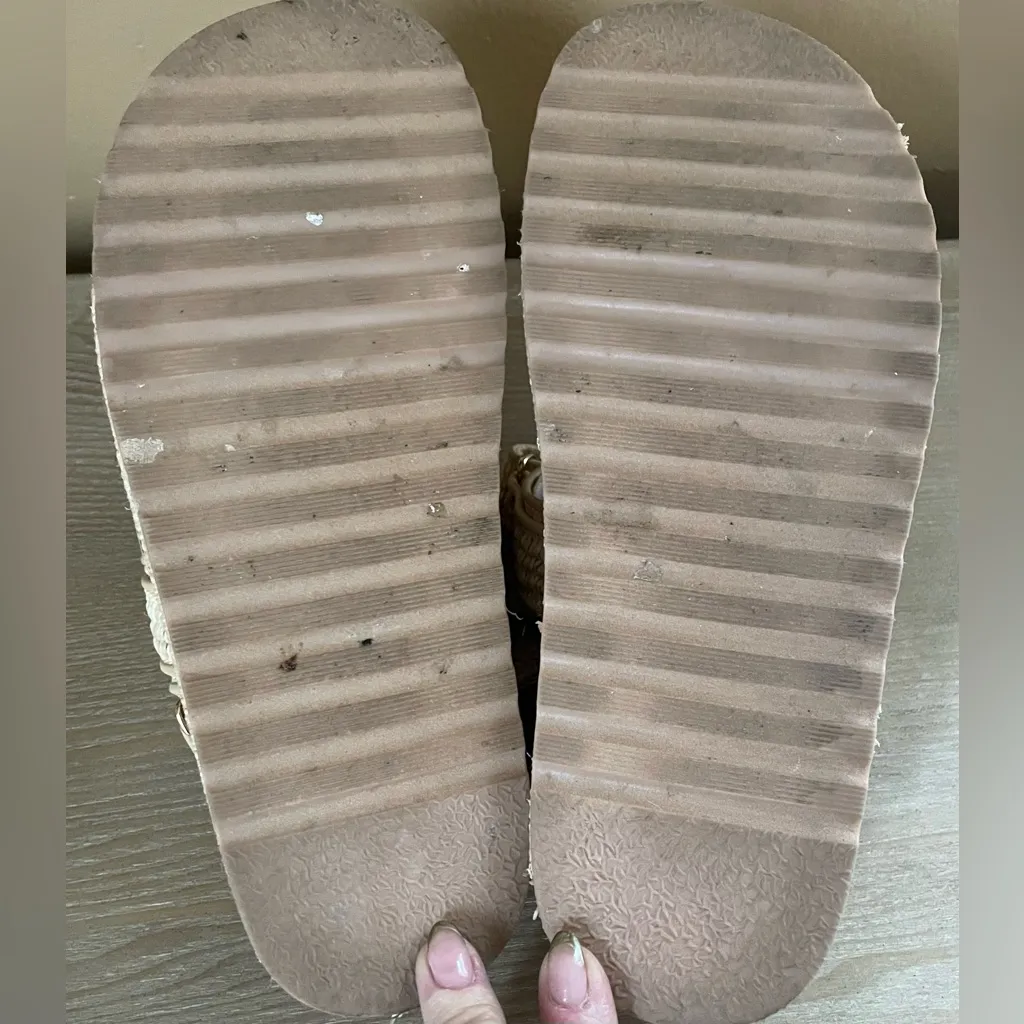 Steve Madden Raffia Big Mona Platform Sandal,Woven, Buckle,Tan, Double Strap;8.5 - Image 8