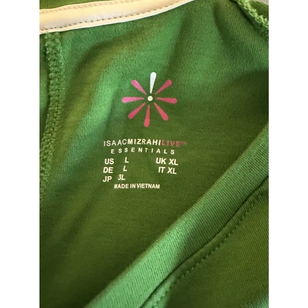 Isaac Mizrahi Pima Cotton Trapeze Hem Grass Green Long Sleeve T-Shirt Top Large - Image 5