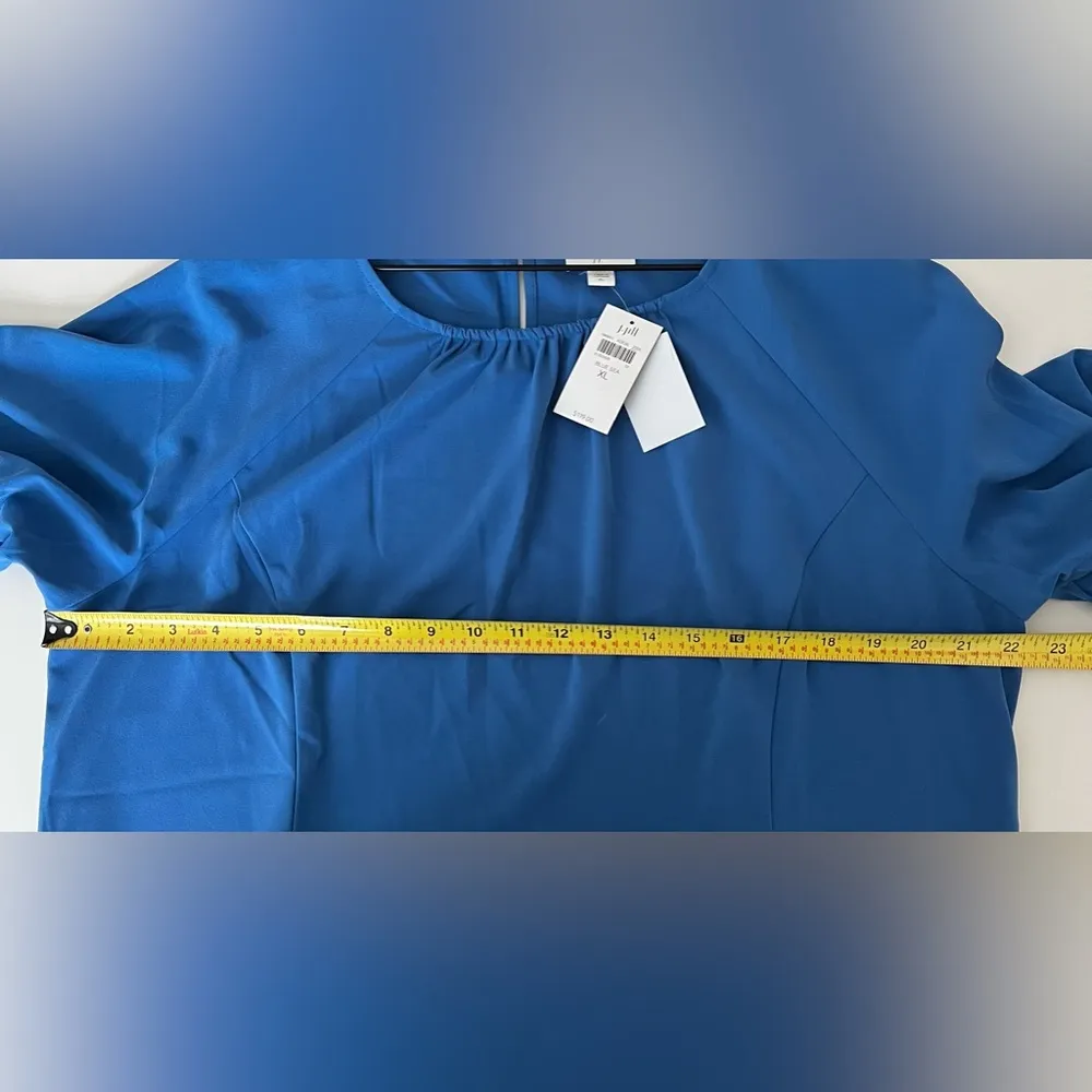 Christian Siriano J. Jill Flutter Sleeve Dress Blue Sea flowy slit sleeve XL - Image 6