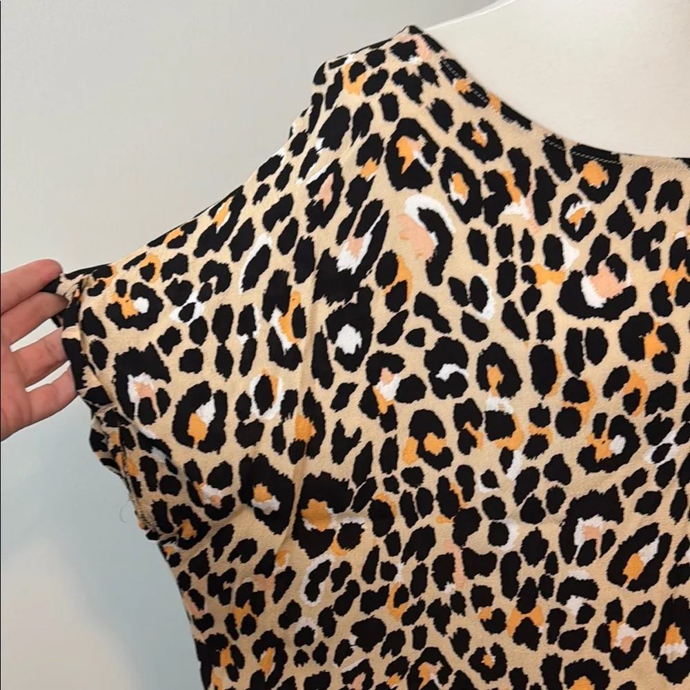 Umgee Leopard Animal Print Short Sleeve Tunic Dress Pockets Women's S - Image 2