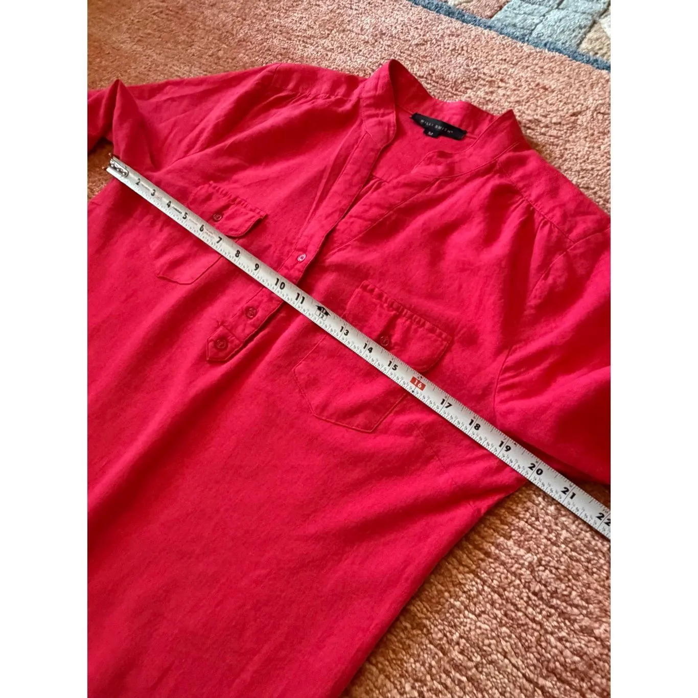 Willi Smith raspberry Linen Blend Henley Tunic Shirt Size M - Image 4