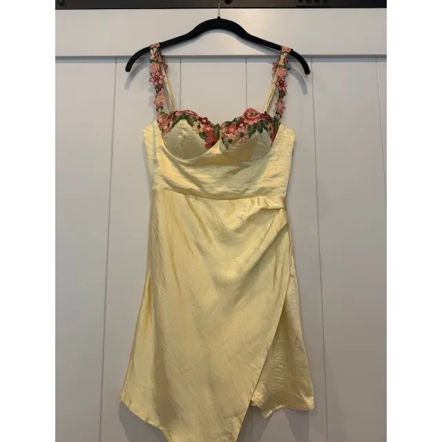 Here Comes The Sun‎ Lemon Floral Mini Dress US XS Australian 6 Party - Image 2