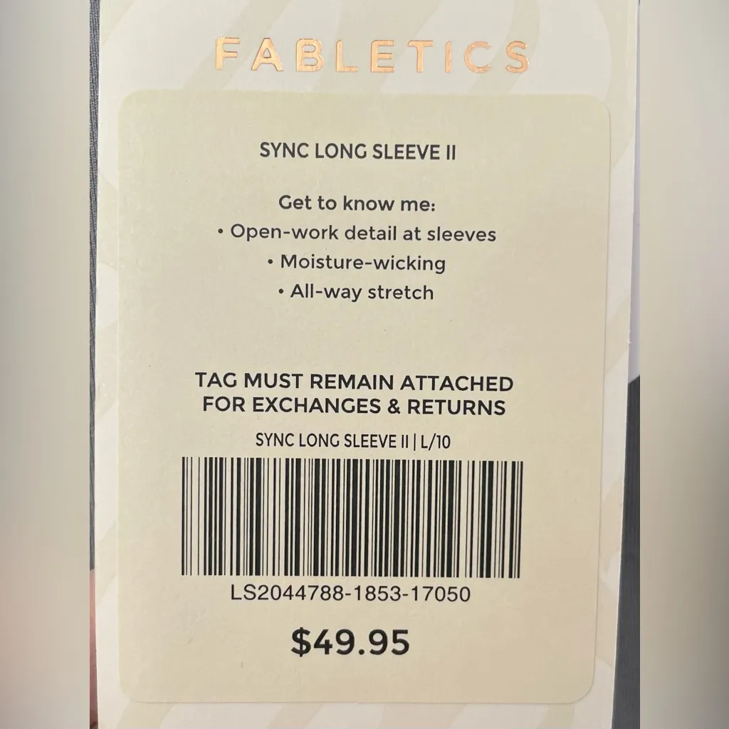 Fabletics NWT  Sync Long Sleeve Top | Size: Large - Image 4
