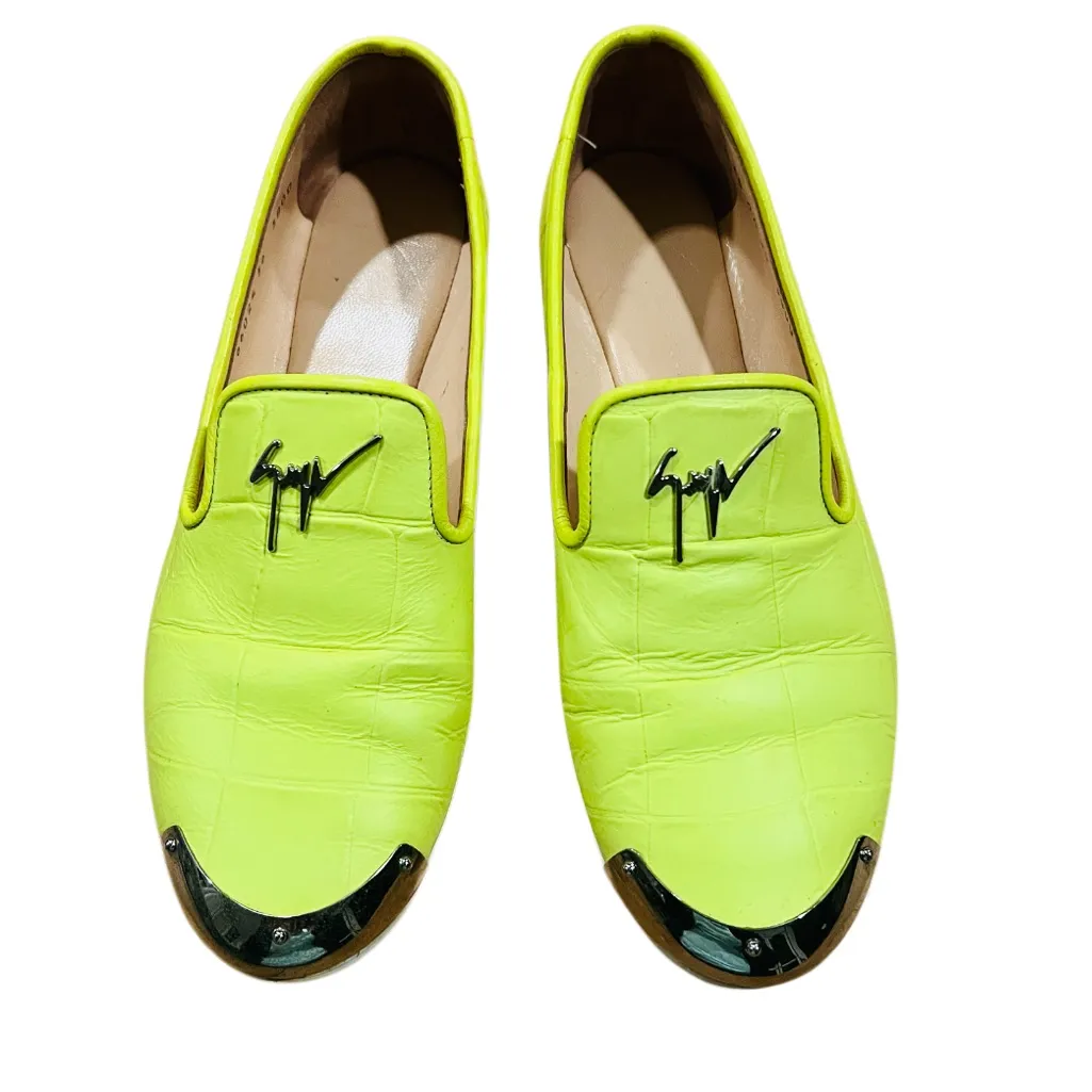 Giuseppe Zanotti Neon Croc Embossed Leather Smoking Slippers Size 36 (6 US) - Image 1