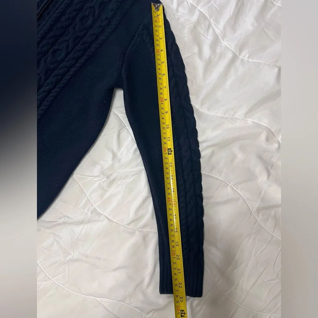L.L. Bean Women’s Navy Blue Zip Up Sweater Size L - Image 6