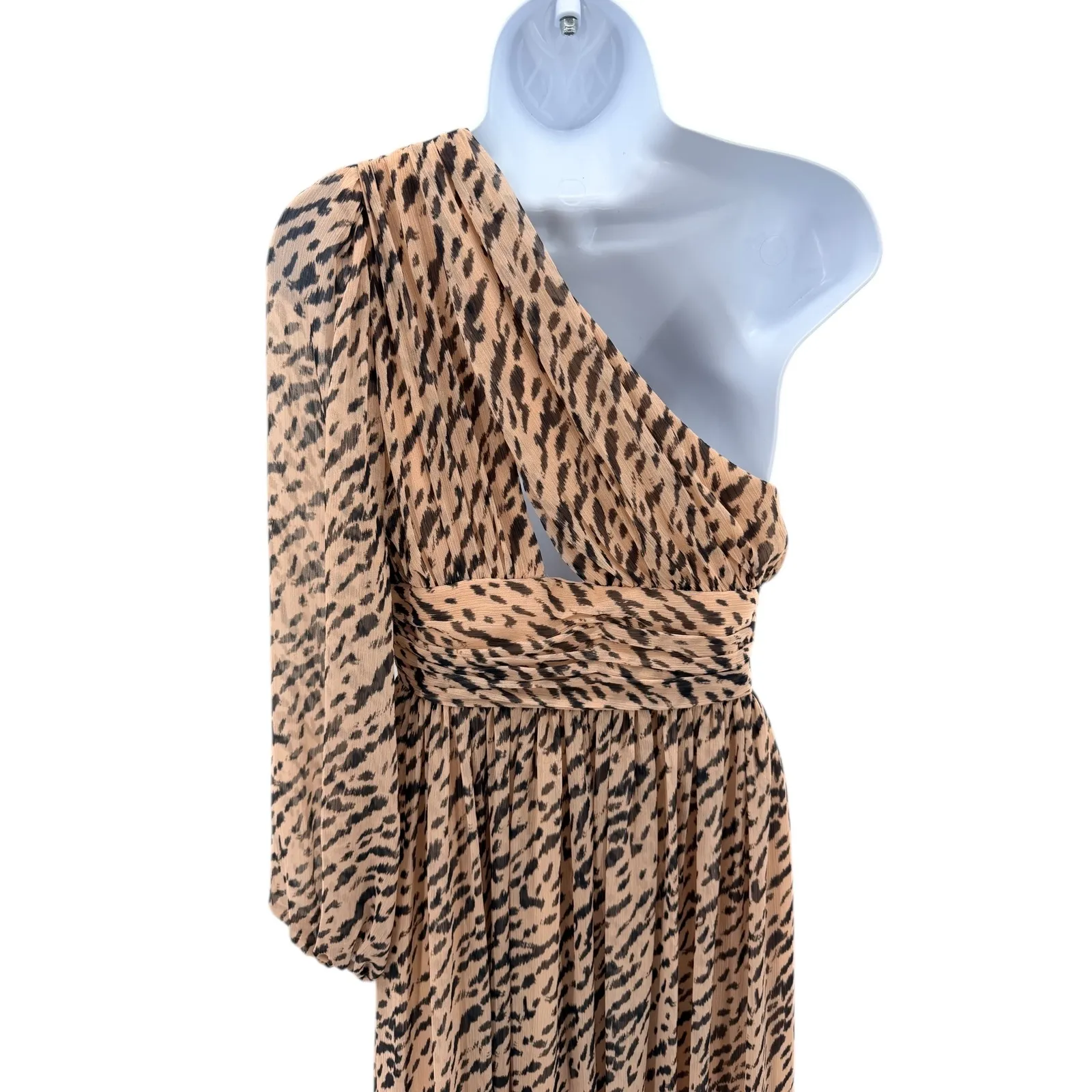 Gianni Bini Dalia One Shoulder Animal Print Chiffon Maxi Dress Asymmetrical 4 - Image 7