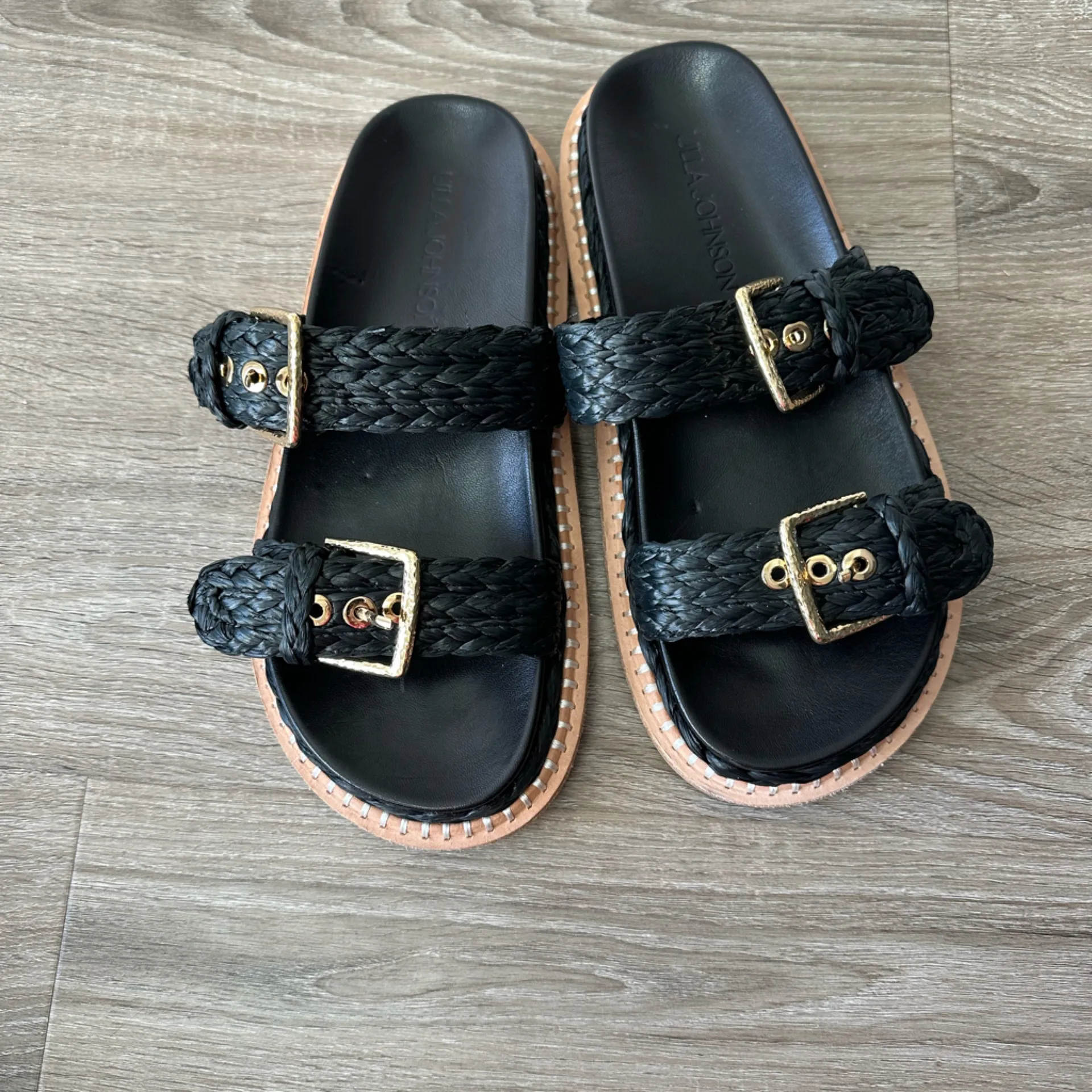 Ulla Johnson Kiera‎ Raffia Slide in Black- New - Image 6