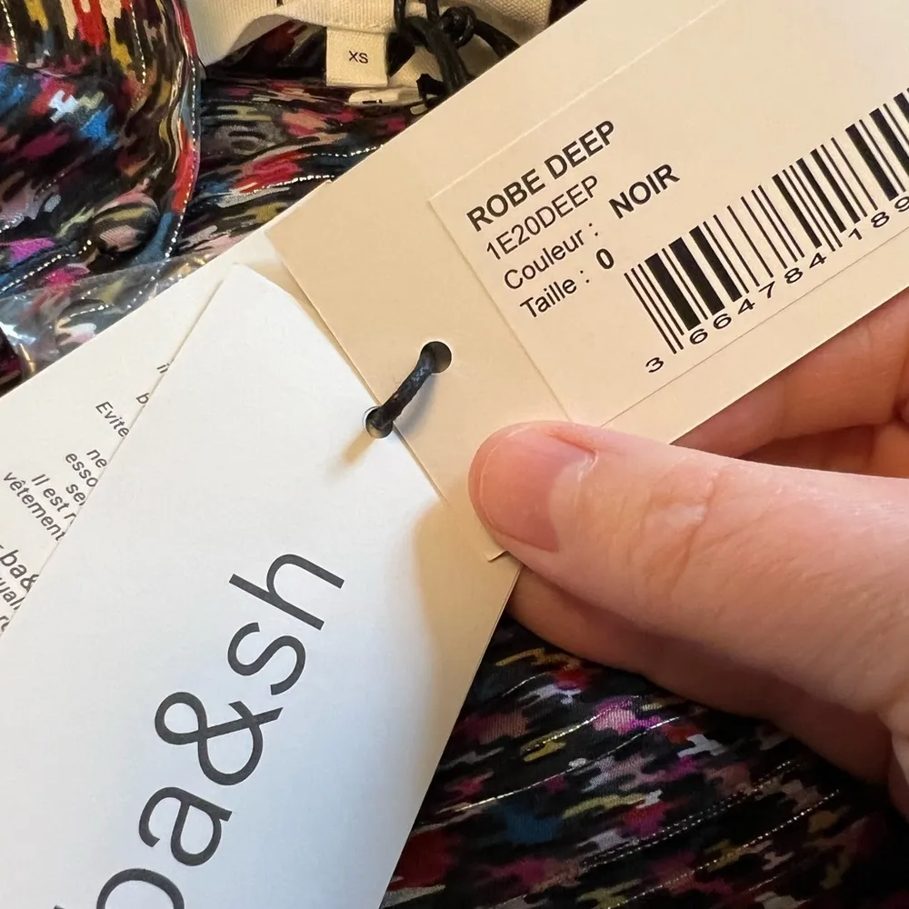 Ba&sh Deep Dress Lady Noir Multicolor Print Button Yolk NWT Size XS MSRP $365 - Image 3