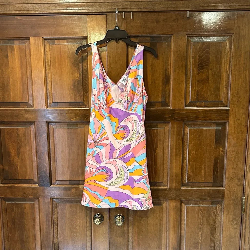 Princess Polly Nellie Mini Dress Pink Multi Size 12 70’s Party Retro Abstract - Image 4