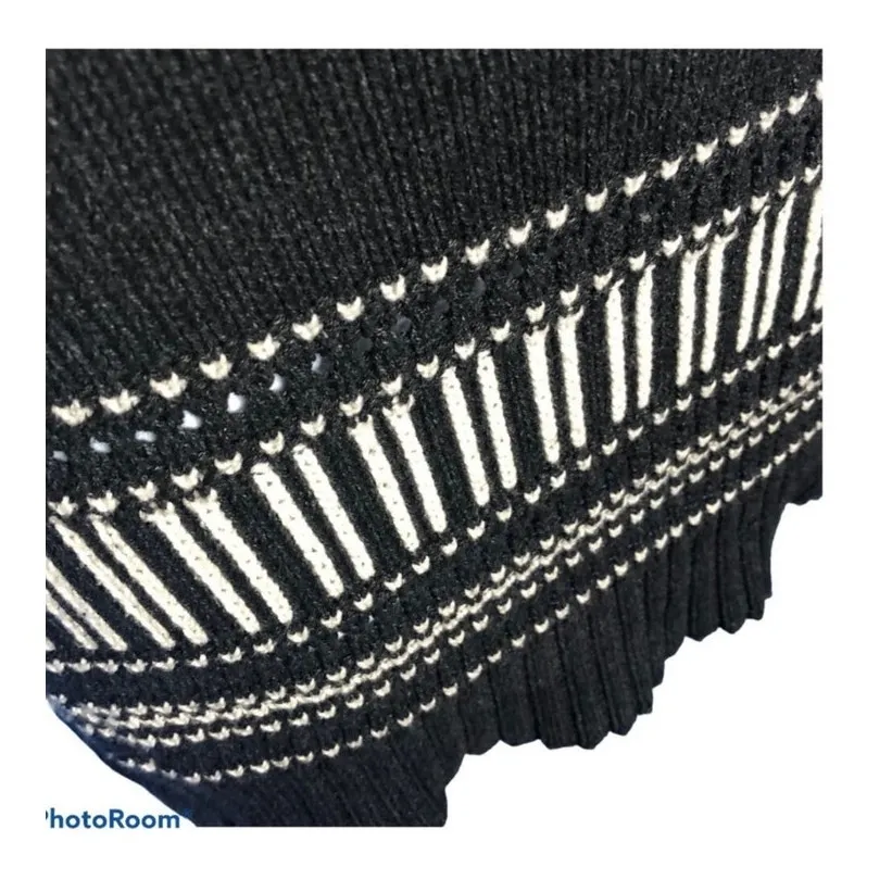 Roxy Dark Gray & White Open Knit Sweater Dress Scoop Neck XS - Image 8